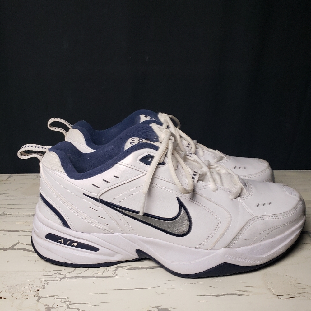 Nike Air Monarch (style 415445-102) in White/ Navy Blue Men's size 10 - Picture 3 of 15